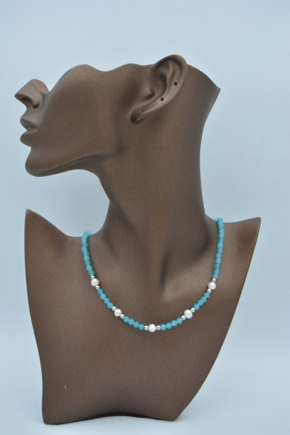 STONEAGE Jade ve İncili Bayan Doğal Taş Kolye - Resim 2