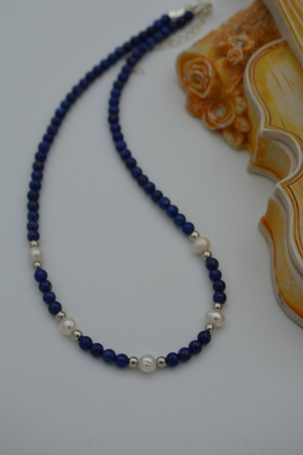 STONEAGE Lapis Lazuli ve İncili Bayan Kolye - 7