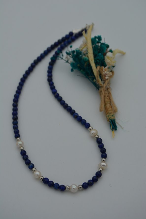 STONEAGE Lapis Lazuli ve İncili Bayan Kolye - 9