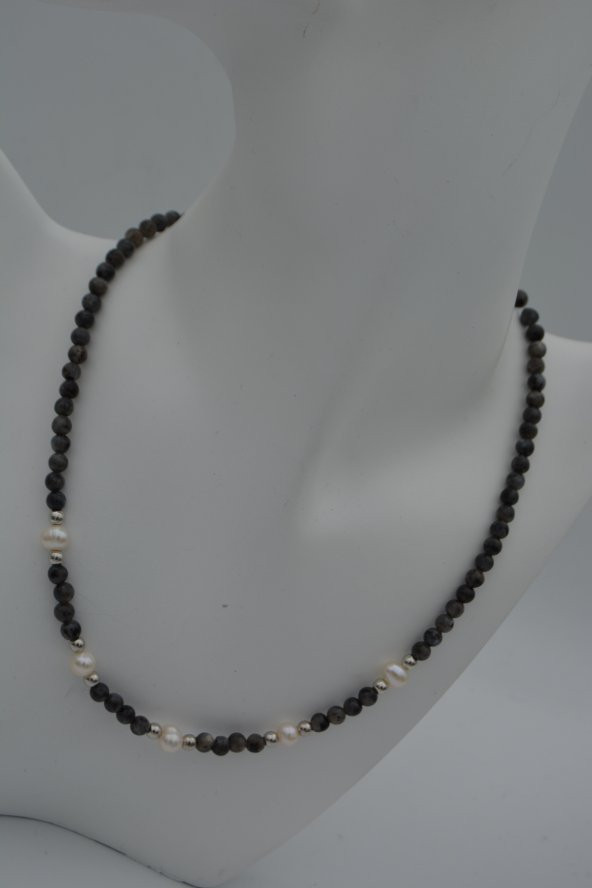 STONEAGE Labradorit ve İnci Taşlı Bayan Kolye - Resim 7