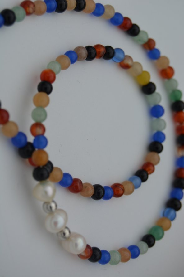 STONEAGE Ceyt ve İnci Taşlı Bayan Doğal Taş Kolye ürün görseli