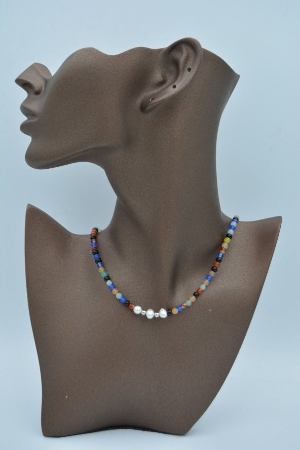 STONEAGE Ceyt ve İnci Taşlı Bayan Doğal Taş Kolye - Resim 2