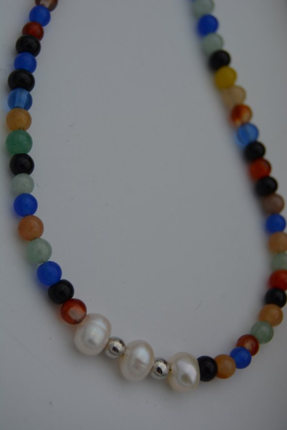 STONEAGE Ceyt ve İnci Taşlı Bayan Doğal Taş Kolye - Resim 3