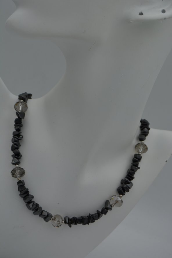 STONEAGE Hematit ve Çek Kristalli Bayan Kolye ürün görseli