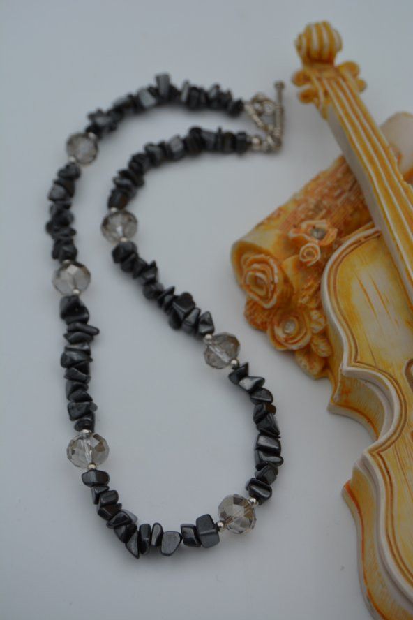 STONEAGE Hematit ve Çek Kristalli Bayan Kolye - Resim 7