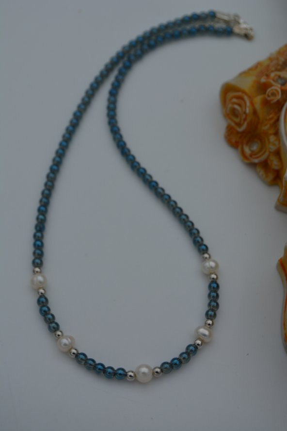 STONEAGE Kristal ve Gerçek İncili Bayan Kolye Doğal Taş ürün görseli