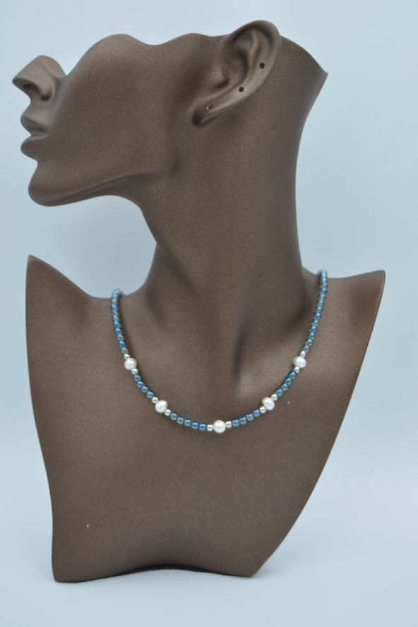 STONEAGE Kristal ve Gerçek İncili Bayan Kolye Doğal Taş - Resim 2