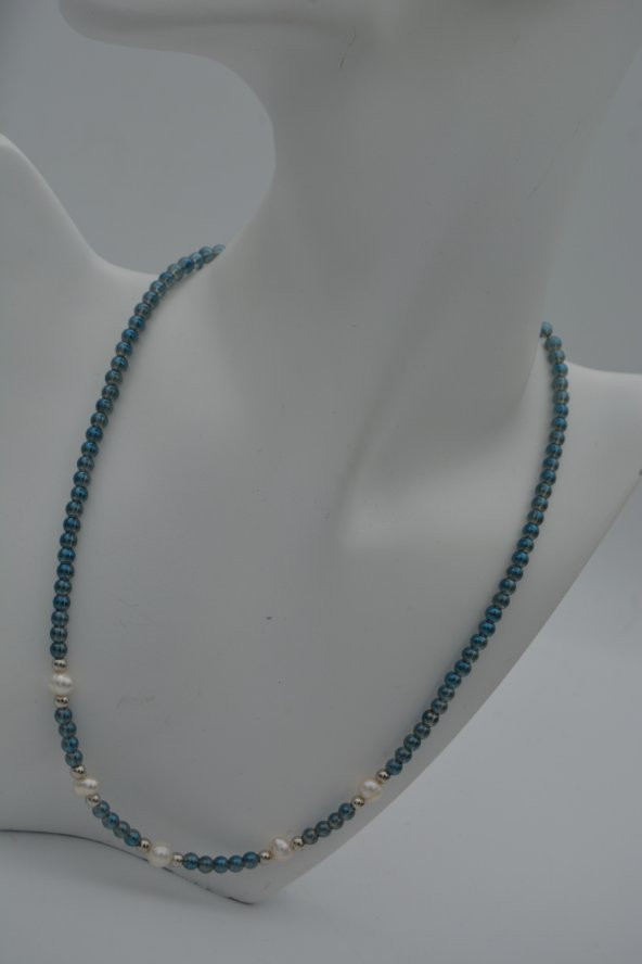 STONEAGE Kristal ve Gerçek İncili Bayan Kolye Doğal Taş - Resim 5