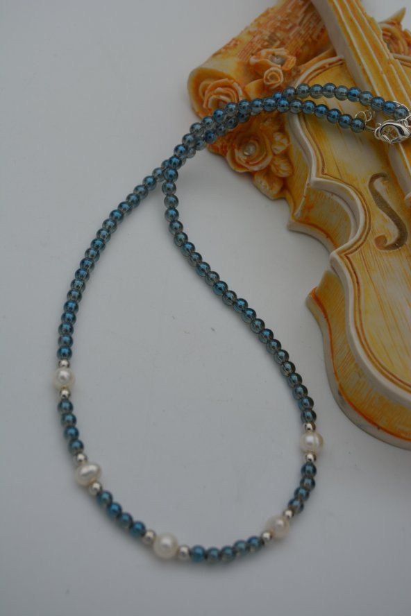 STONEAGE Kristal ve Gerçek İncili Bayan Kolye Doğal Taş - Resim 6