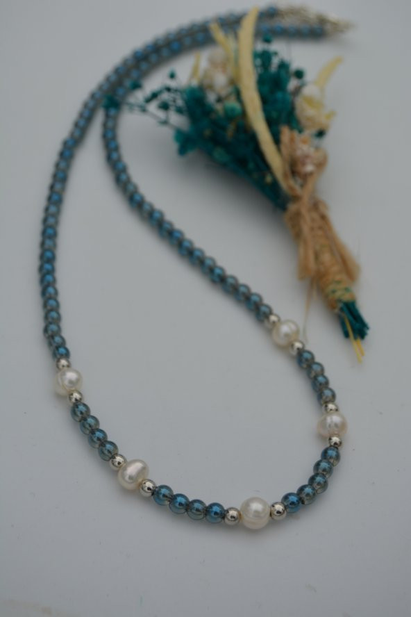 STONEAGE Kristal ve Gerçek İncili Bayan Kolye Doğal Taş - Resim 7