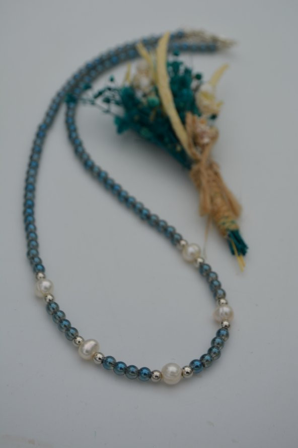 STONEAGE Kristal ve Gerçek İncili Bayan Kolye Doğal Taş - Resim 8