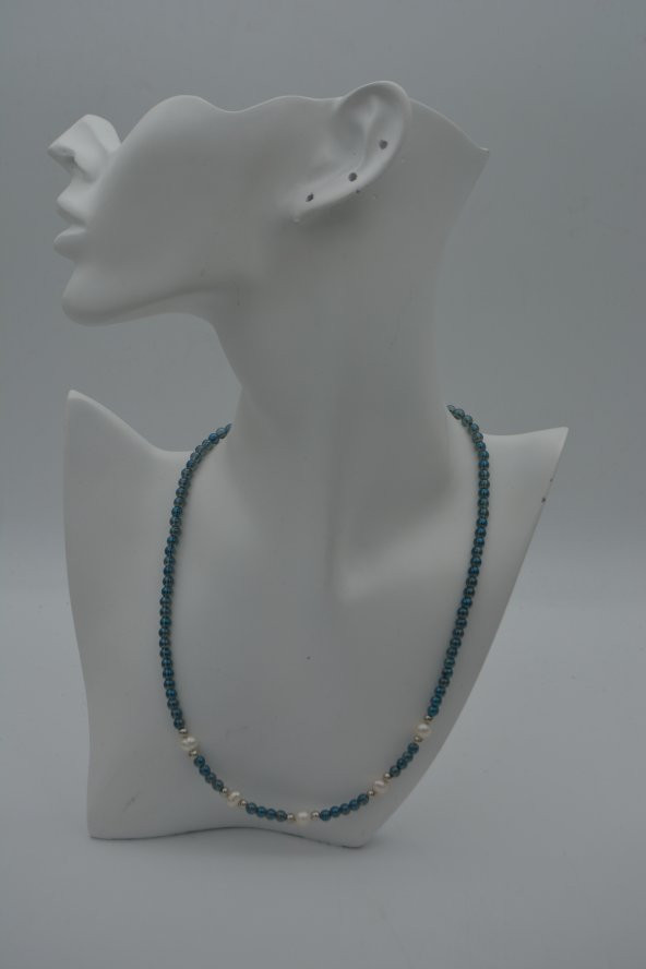 STONEAGE Kristal ve Gerçek İncili Bayan Kolye Doğal Taş - Resim 9