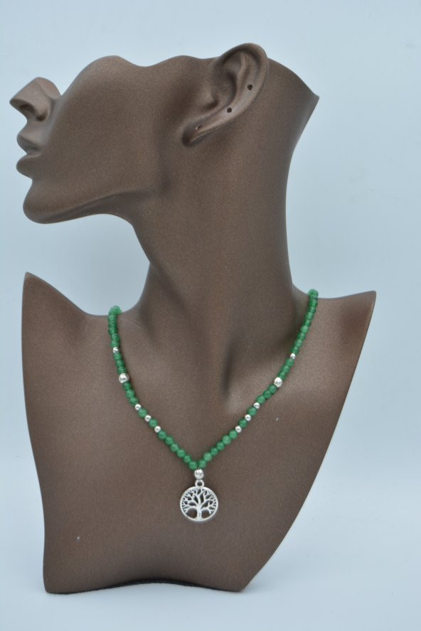 STONEAGE Yeşim Taşlı Hayat Ağacı Sembol Kolye - Resim 2