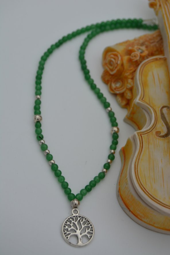 STONEAGE Yeşim Taşlı Hayat Ağacı Sembol Kolye - Resim 3