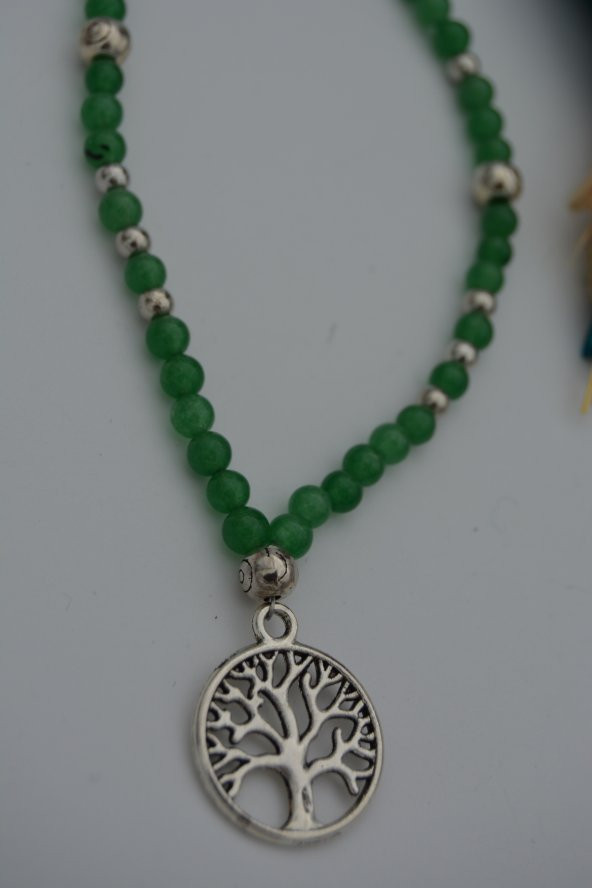 STONEAGE Yeşim Taşlı Hayat Ağacı Sembol Kolye - Resim 4