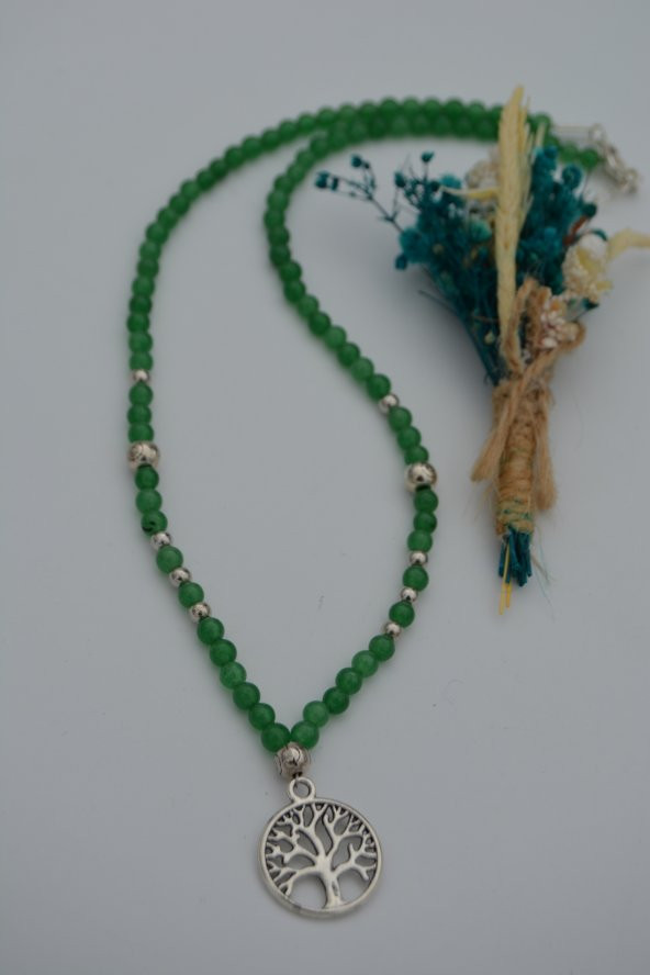 STONEAGE Yeşim Taşlı Hayat Ağacı Sembol Kolye - Resim 5