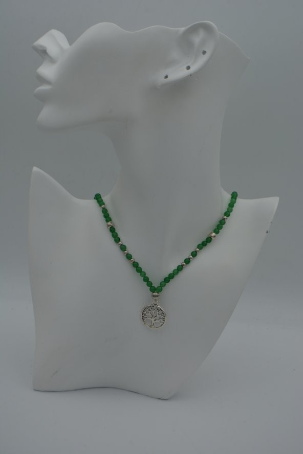 STONEAGE Yeşim Taşlı Hayat Ağacı Sembol Kolye - Resim 6