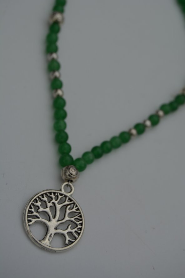 STONEAGE Yeşim Taşlı Hayat Ağacı Sembol Kolye - Resim 7