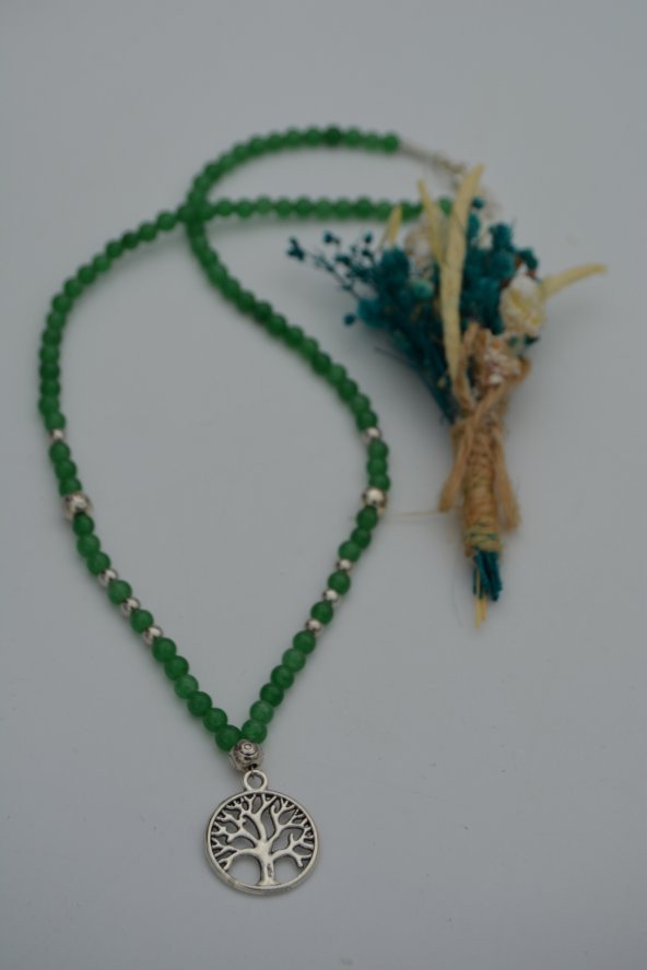 STONEAGE Yeşim Taşlı Hayat Ağacı Sembol Kolye - Resim 8