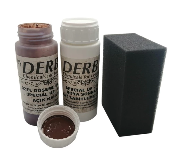 Derby Deri Döşeme Boyası + Sabitleme Cilası + Siyah Sünger - 2