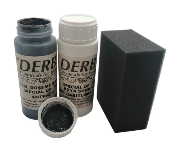 Derby Deri Döşeme Boyası + Sabitleme Cilası + Siyah Sünger - 8