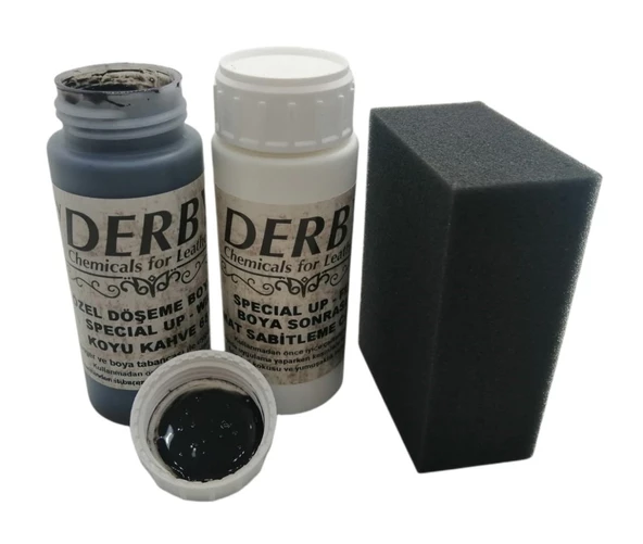 Derby Deri Döşeme Boyası + Sabitleme Cilası + Siyah Sünger - 5
