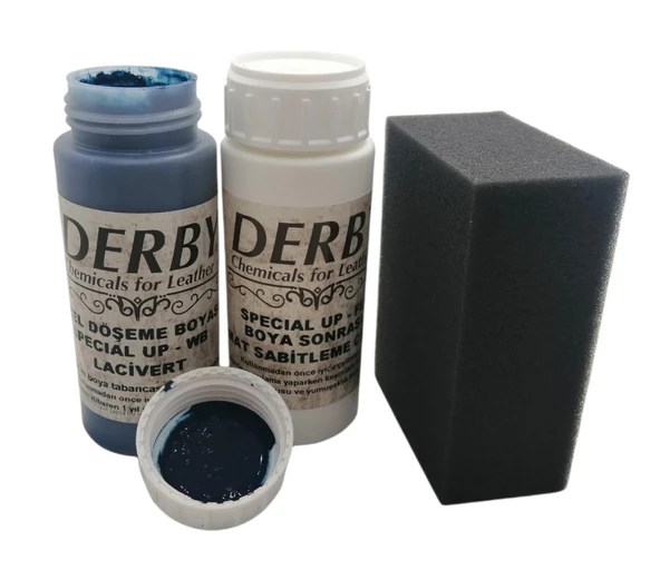 Derby Deri Döşeme Boyası + Sabitleme Cilası + Siyah Sünger - 6