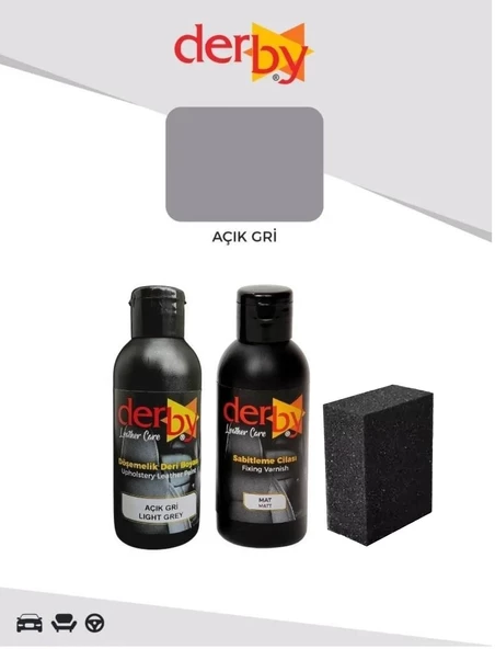 Derby Deri Döşeme Boyası + Sabitleme Cilası + Siyah Sünger - 11