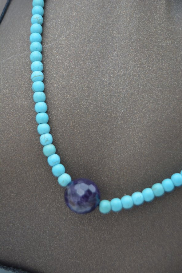 STONEAGE JEWELLERY Lapis Lazuli ve Turkuaz Doğal Taşlı Kolye - Resim 2