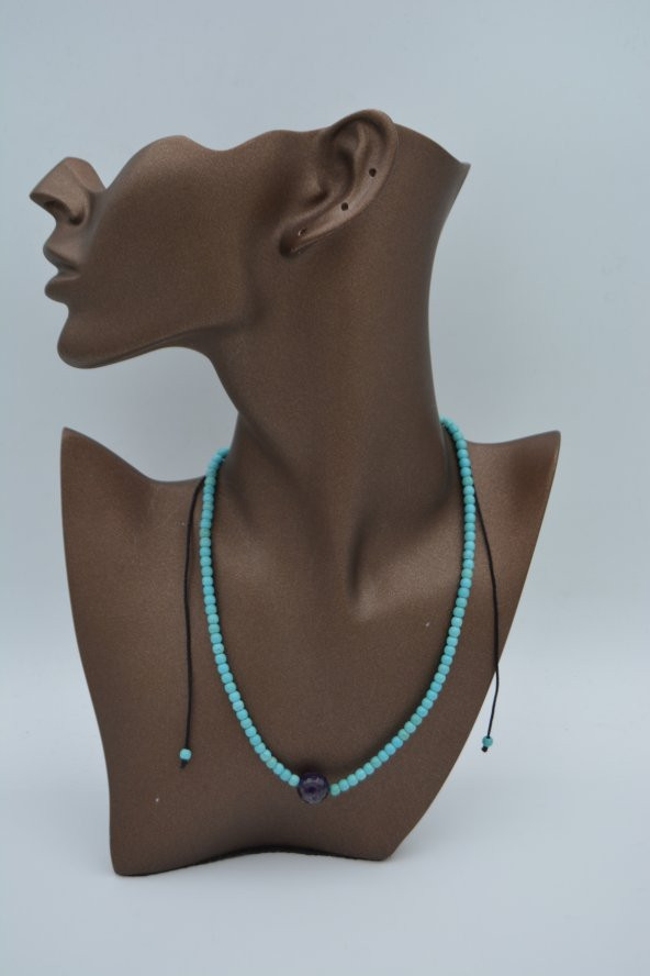 STONEAGE JEWELLERY Lapis Lazuli ve Turkuaz Doğal Taşlı Kolye - Resim 3