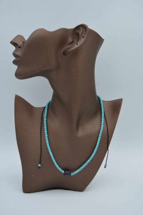 STONEAGE JEWELLERY Lapis Lazuli ve Turkuaz Doğal Taşlı Kolye - Resim 4