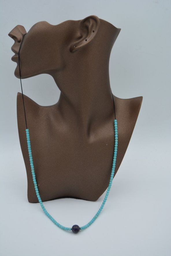 STONEAGE JEWELLERY Lapis Lazuli ve Turkuaz Doğal Taşlı Kolye - Resim 5