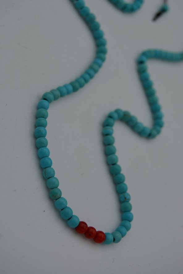 STONEAGE JEWELLERY Mercan ve Turkuaz Taşlı Metalsiz Kolye ürün görseli