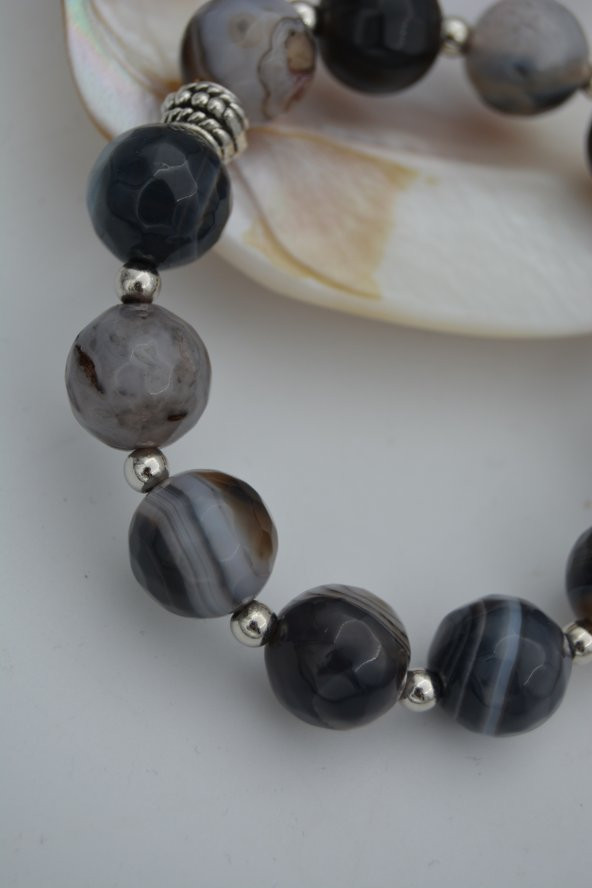 STONEAGE JEWELLERY Dantelli Akik Unisex Spor Doğal Taş Bileklik - 1