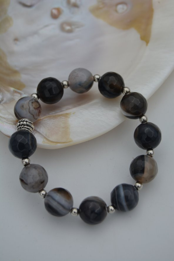 STONEAGE JEWELLERY Dantelli Akik Unisex Spor Doğal Taş Bileklik - 2