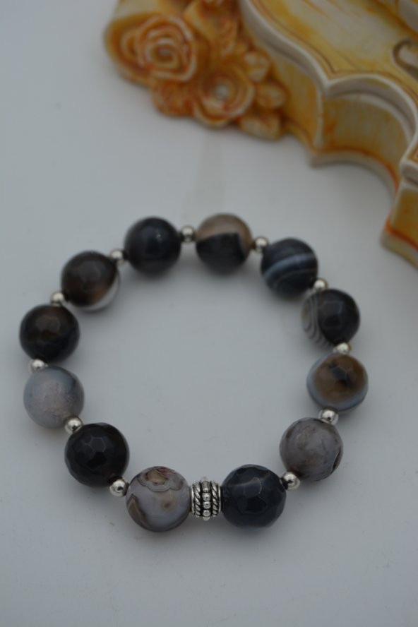 STONEAGE JEWELLERY Dantelli Akik Unisex Spor Doğal Taş Bileklik - 4