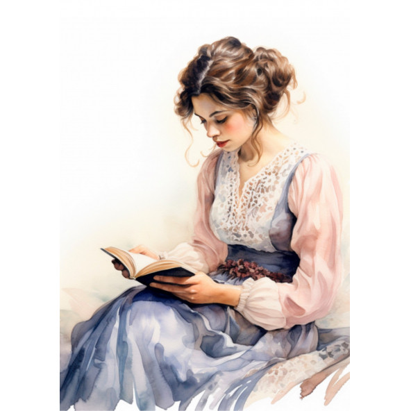 Sayılarla Boyama Tablo Seti (Kitap Okuyan Güzel Kız) - 7