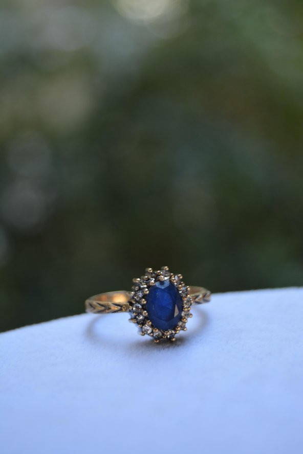 STONEAGE Oval Safir Ayarlanabilir Kadın Yüzük - Resim 2