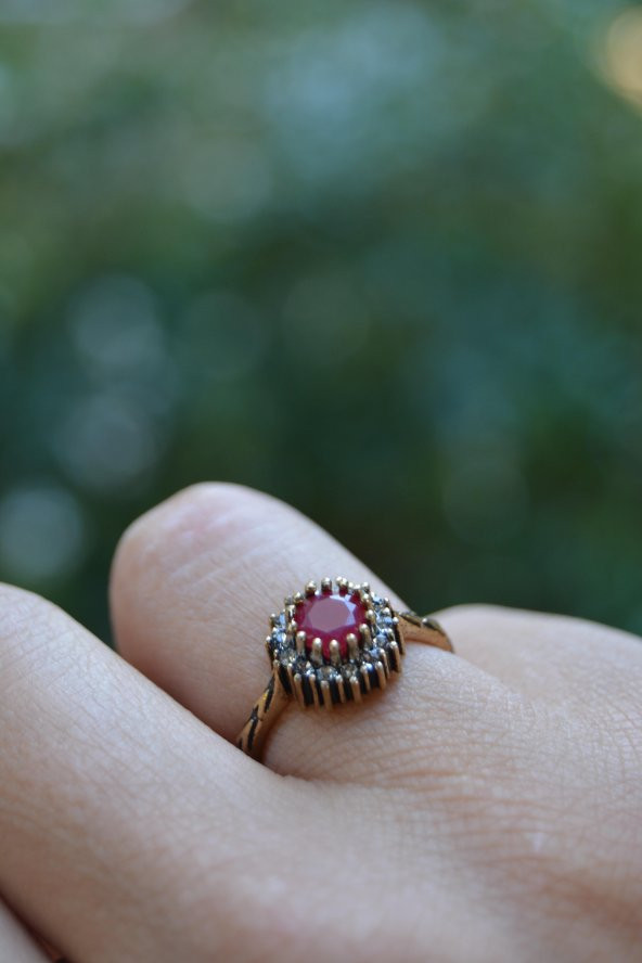 STONEAGE Yakut Taşlı Ayarlanabilir Kadın Yüzük