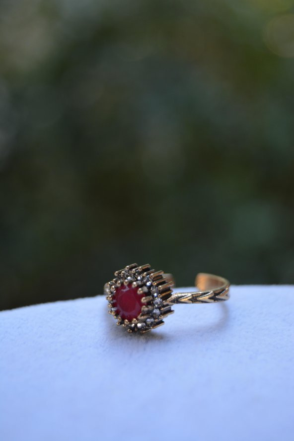 STONEAGE Yakut Taşlı Ayarlanabilir Kadın Yüzük - 3