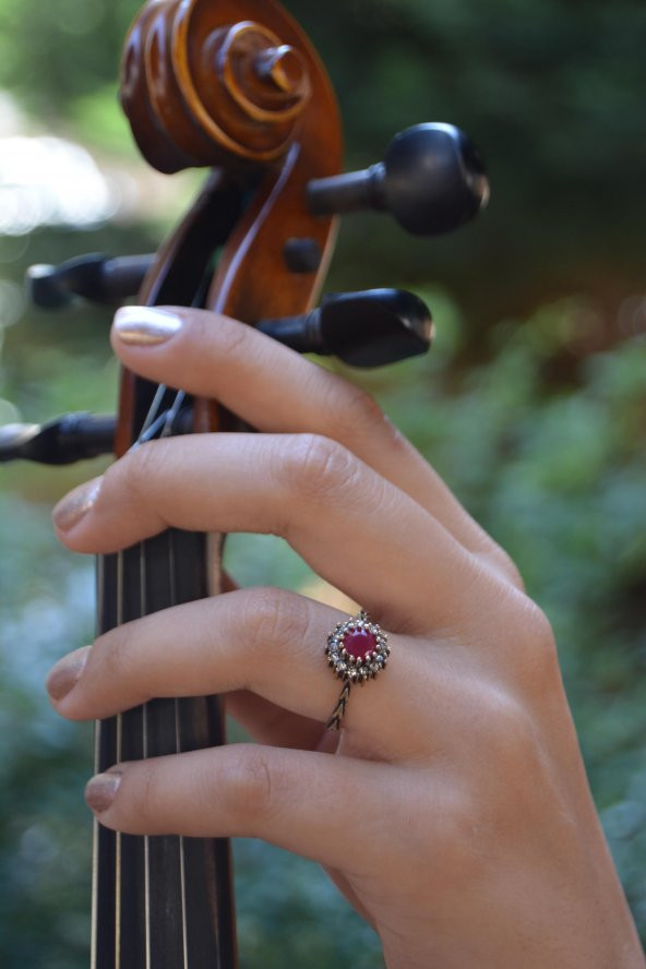 STONEAGE Yakut Taşlı Ayarlanabilir Kadın Yüzük - 4