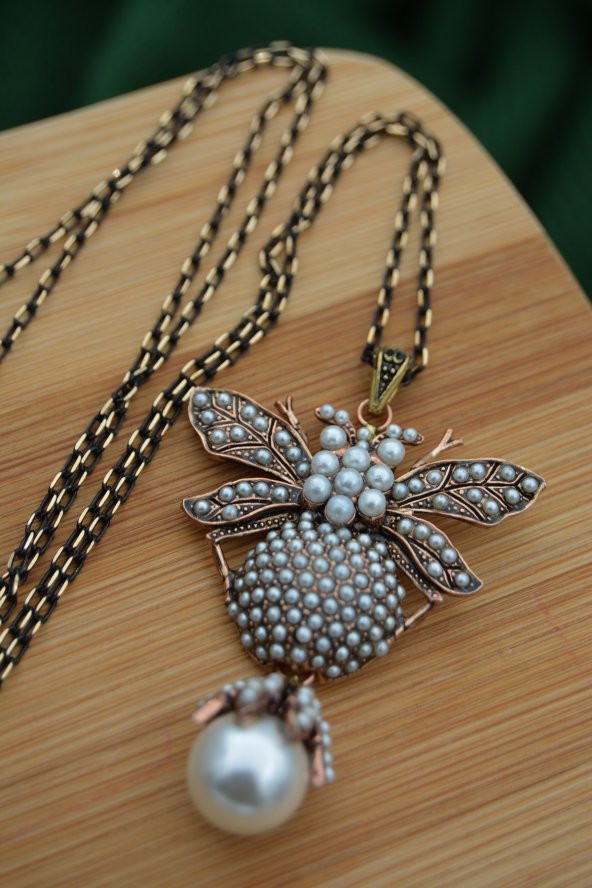 STONEAGE Zirkon Taşlı Arı Kolye Zincir Hediyeli ve Özel Kutusunda - Resim 5