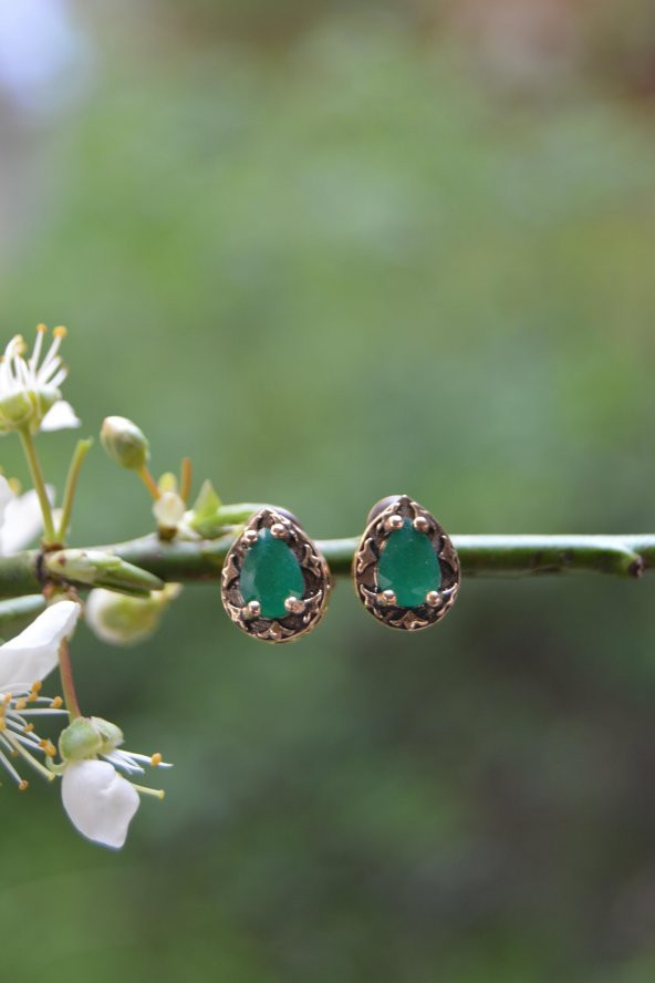 STONEAGE Zümrüt Doğal Taş Otantik Bayan Küpe ürün görseli