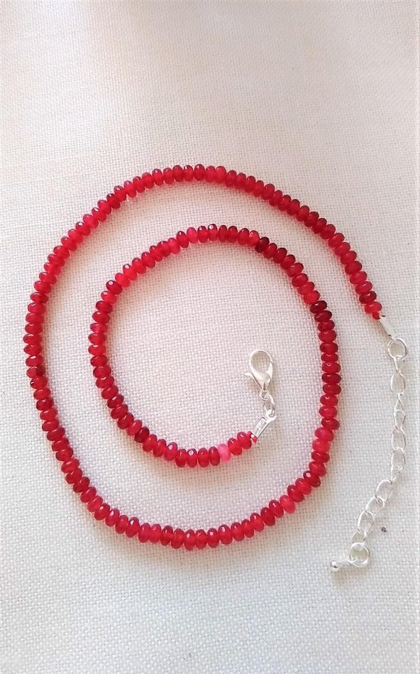 STONEAGE JEWELLERY Bayan Kolye Rondela Kesim Ceyt Doğal Taş - Resim 2