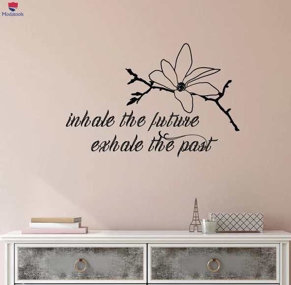 Oturma Odası, Yatak Odası Duvar Sticker Nefes Nefes Çiçek Meditasyon Odası İlham Kelimeler Motivasyon Cümle Çıkartmalar ürün görseli
