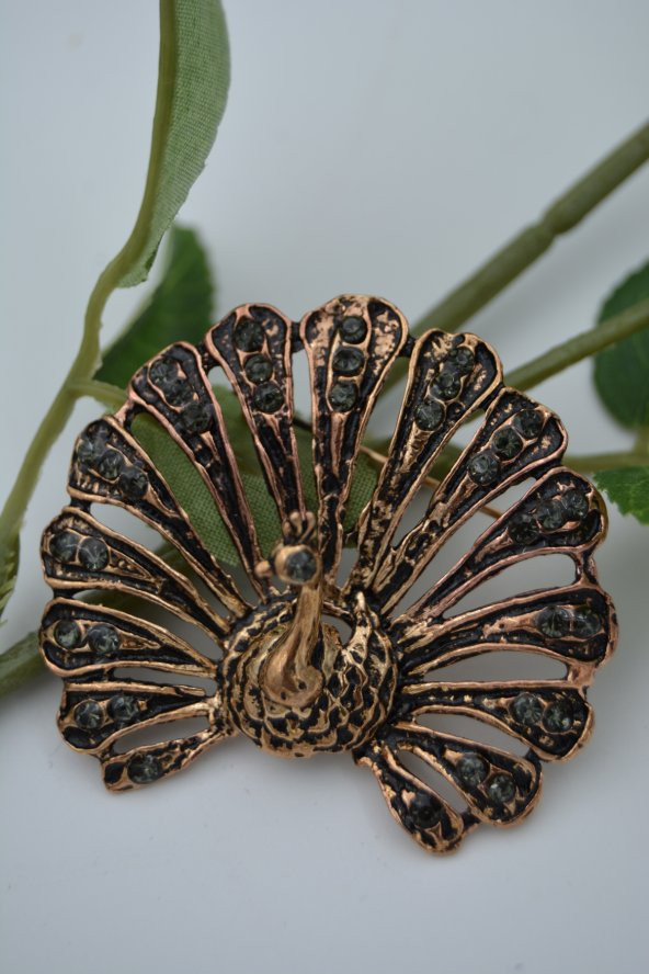 STONEAGE Broş Yaka İğnesi Tavuskuşu Zirkon Taşlı - Resim 5