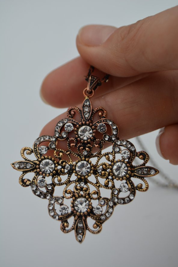 STONEAGE Kolye Zirkon Taşlı Madeni Bronz ve Zincir Hediyeli ürün görseli