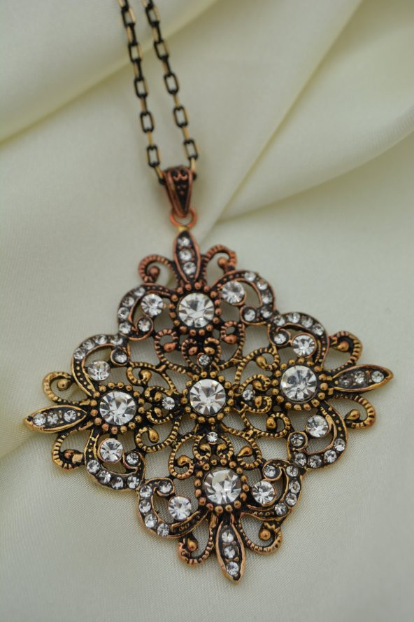 STONEAGE Kolye Zirkon Taşlı Madeni Bronz ve Zincir Hediyeli - Resim 8