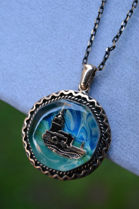 STONEAGE Kız Kuleli Bayan Kolye Zincir Hediyeli - Resim 3