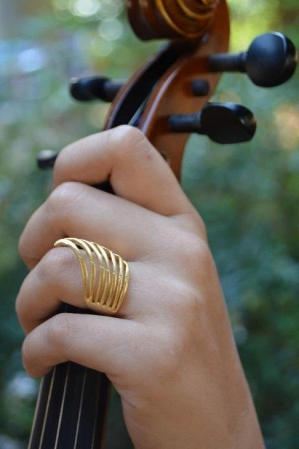 STONEAGE Melek Kanat Altın Kaplama Bayan Yüzük - Resim 4